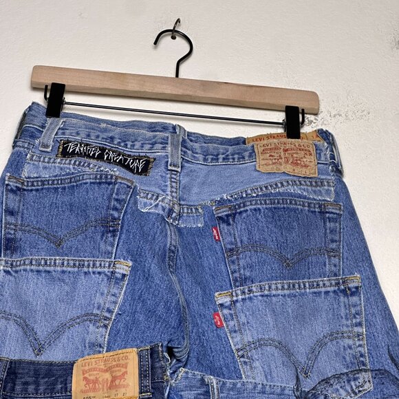 TERRIFIED CREATURE Custom Made DiY Patchwork Women 30 Denim Jean Pant Button Fly - Picture 16 of 16